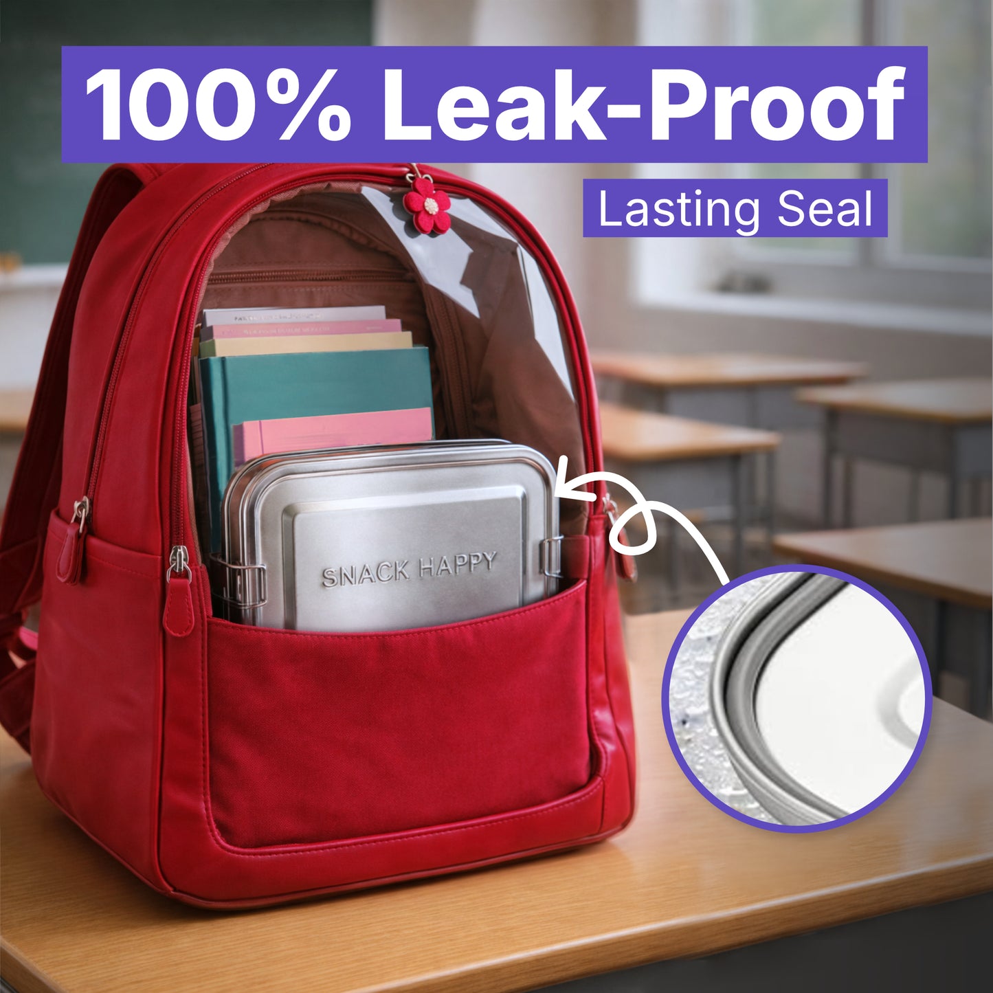 Stainless Steel Bento Box, Small 850ml Metal Lunch Box for Kids & Adults, 29oz Leak-Proof, No Mix up Lunch Food Container with Removable Divider & Sauce contain